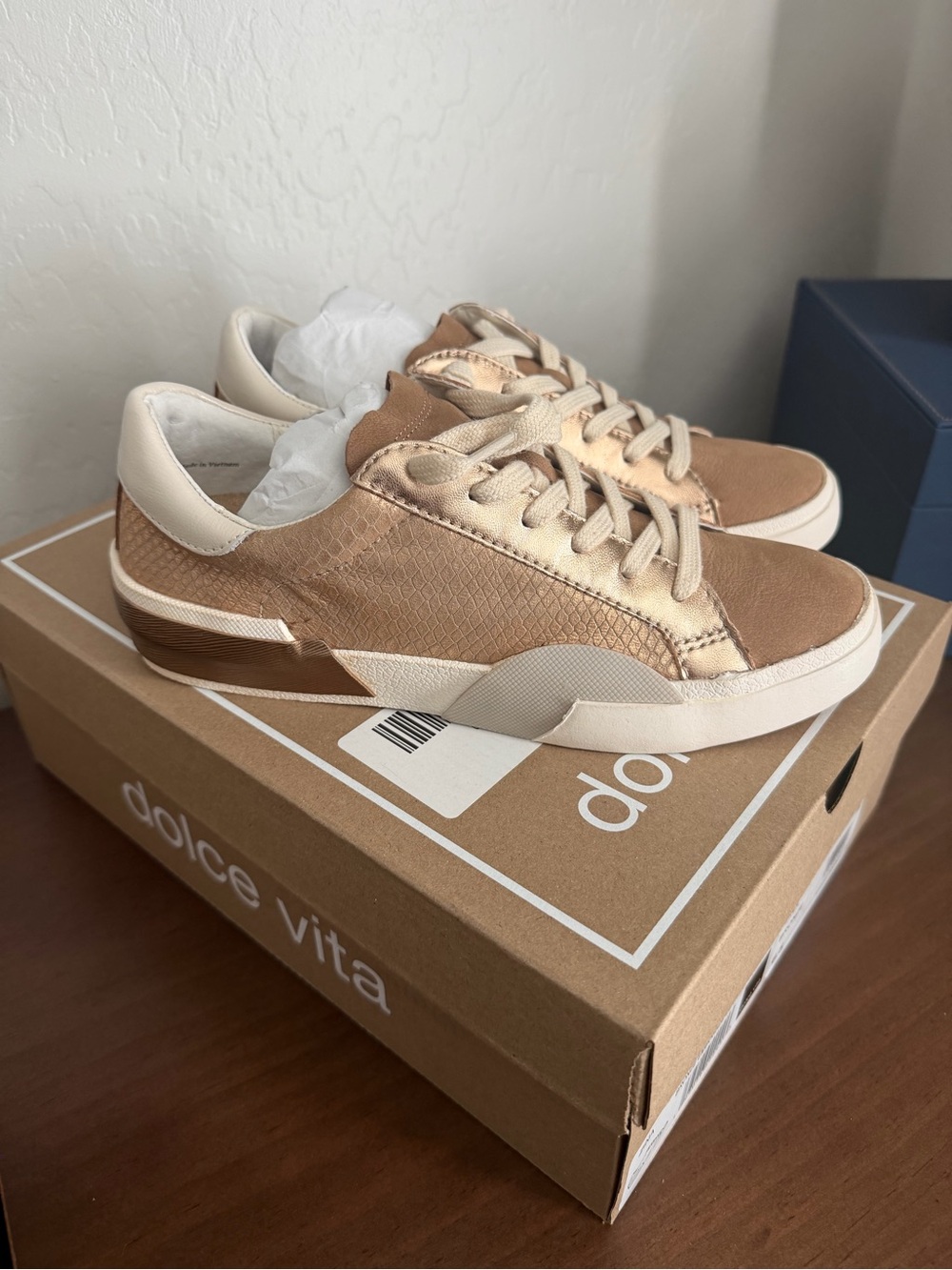 Dolce Vita Bronze Embossed Leather Sneakers